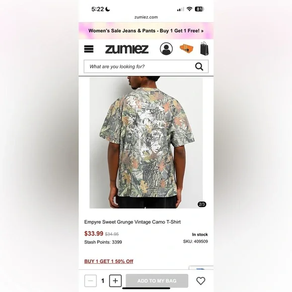 Empyre Sweet Grunge Vintage Camo Shirt - Picture 4 of 4